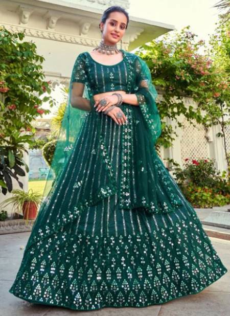 Green Colour Niva 3 Heavy Work Fancy Wedding Wear Latest Lehenga Choli Collection GS1281